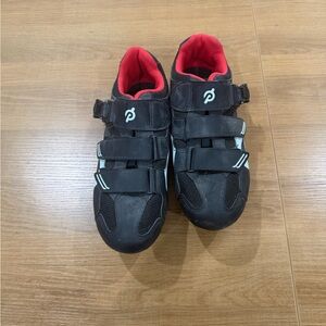 Peloton Black Cycling Shoes with Red Interior